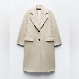 ZARA BOUCLE FUZZY TRENCH COAT SIZE SMALL